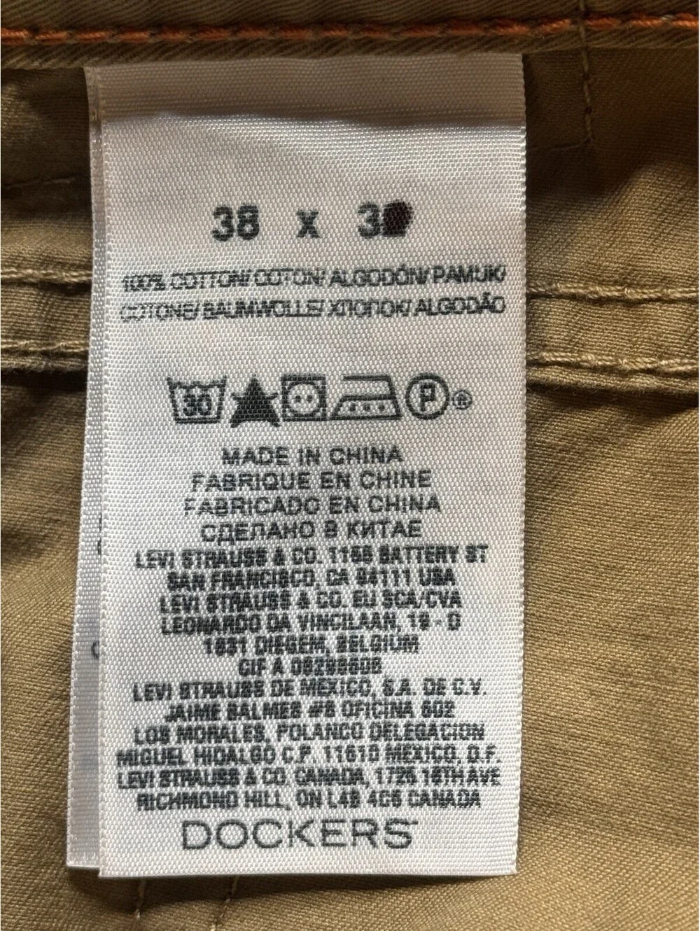 Dockers Men's Tan Denim W38 X L32 5 Pocket Jeans (980)